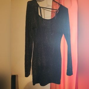 Black dress- back out with chain accent